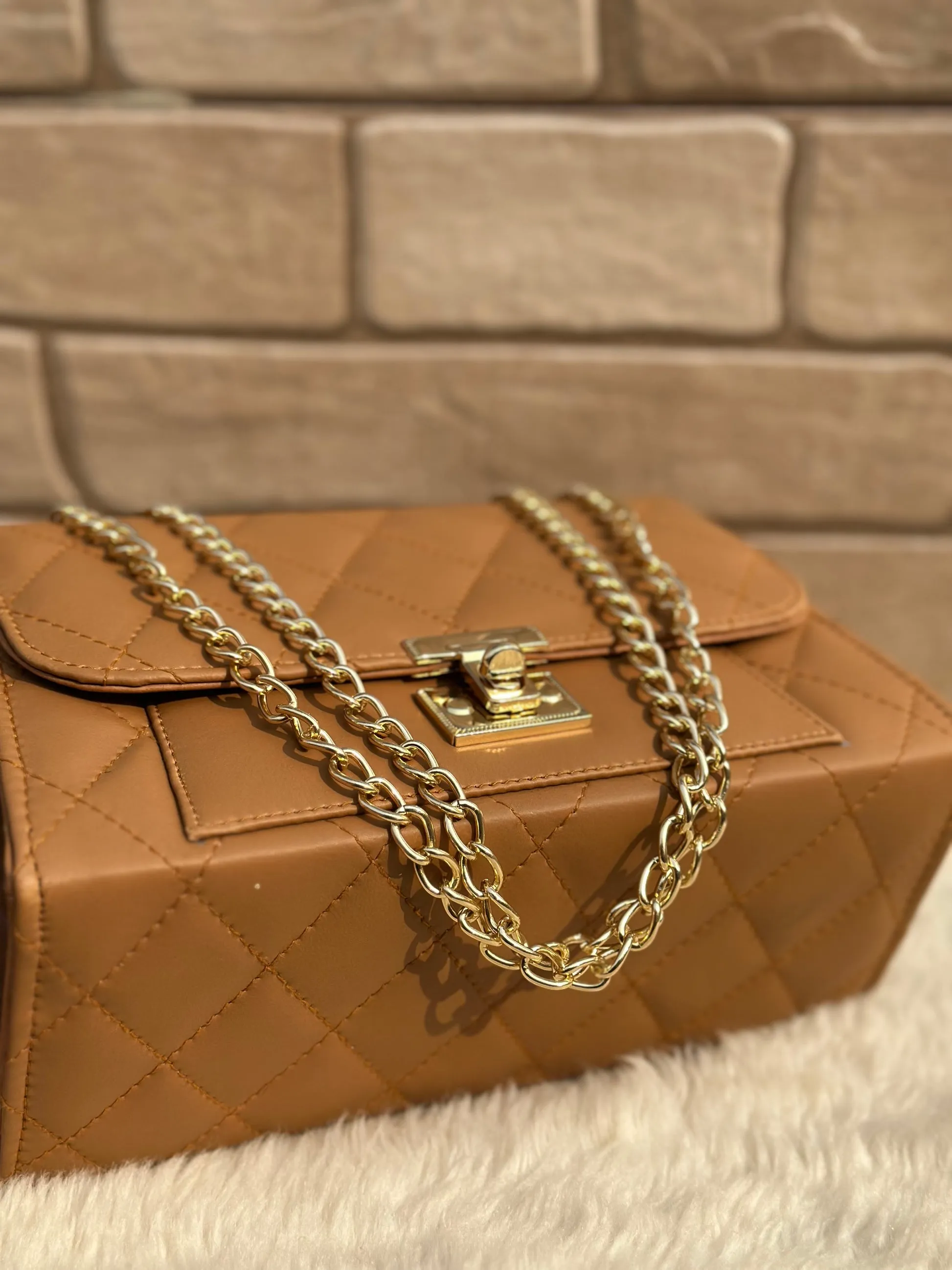 Crossbody Chain Bag - Mustard Matte