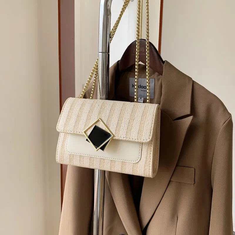 High Quality Contrast Color Straw weaving Shoulder Bags for Women 2020 Messenger Bag Phone Handbags and Handbags