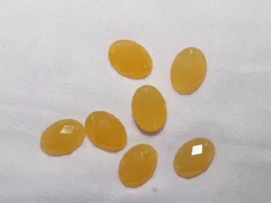 Yellow Designer Oval Dyeable Plastic Stones - 18x13 mm